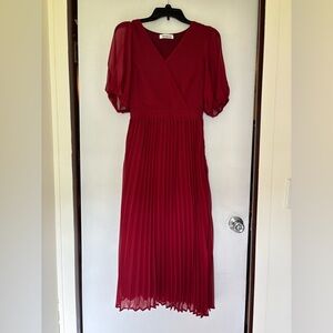 Elegant Red V-Neck Dress